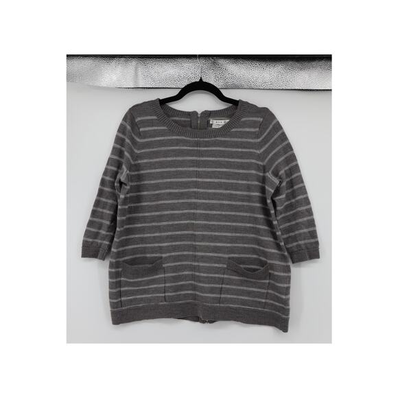Max Studio Merino Wool Gray Stripe Sweater Size 1x - Women's - Picture 1 of 3